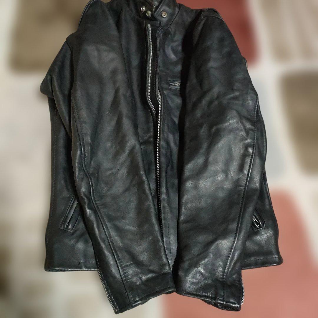 ク*ン様 人気定番Schot641t立ち襟シングルライダースジャケット ３６交換