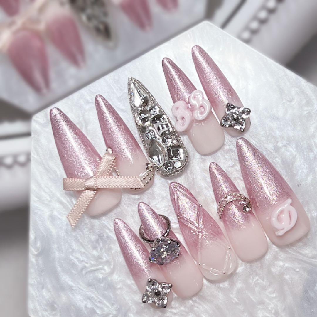 5月中発送♡ ネイルチップ 量産型 韓国 シンプル カラグラ 現品 推し活グッズ