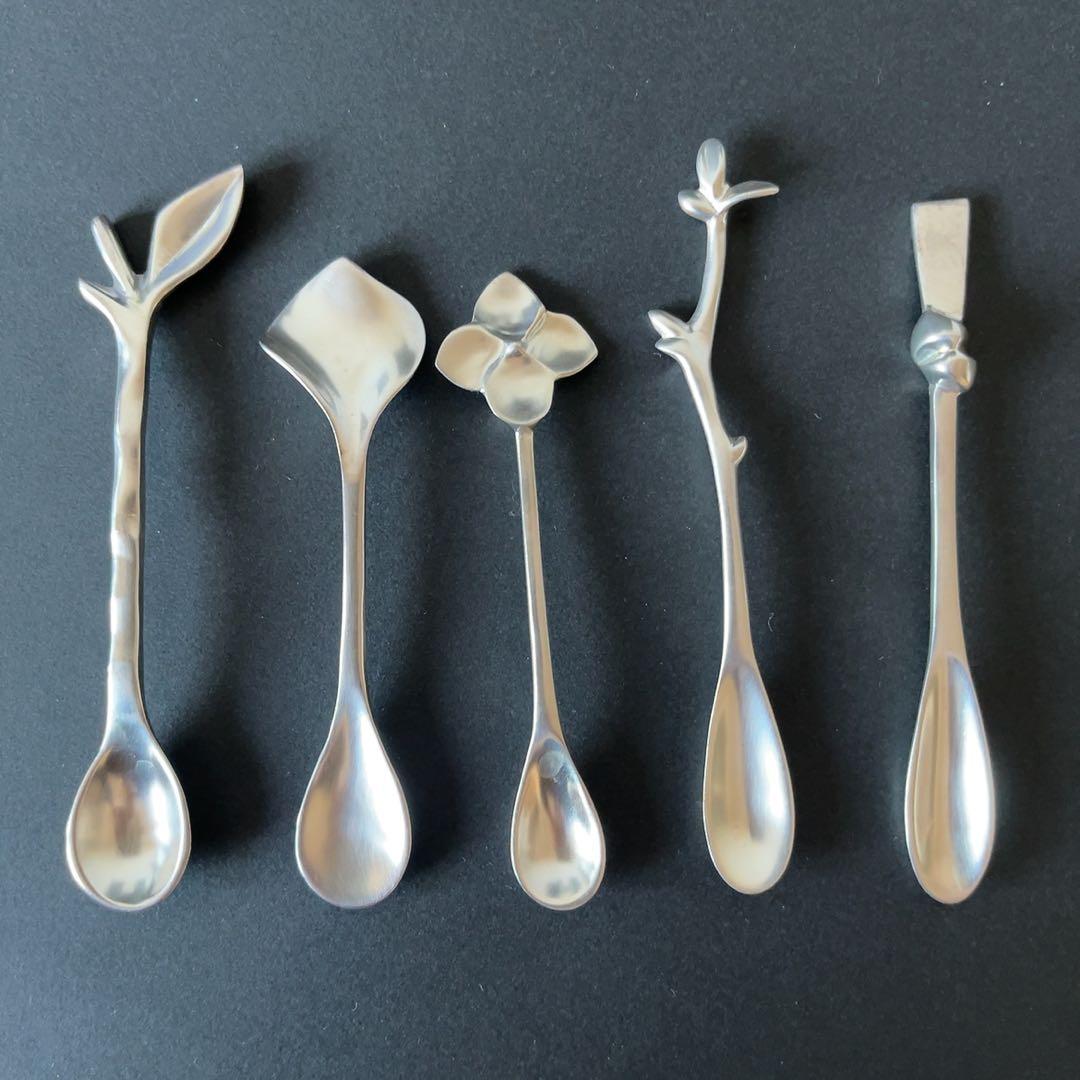 blue leaves 植物モチーフ スプーン5本セット　マットシルバー