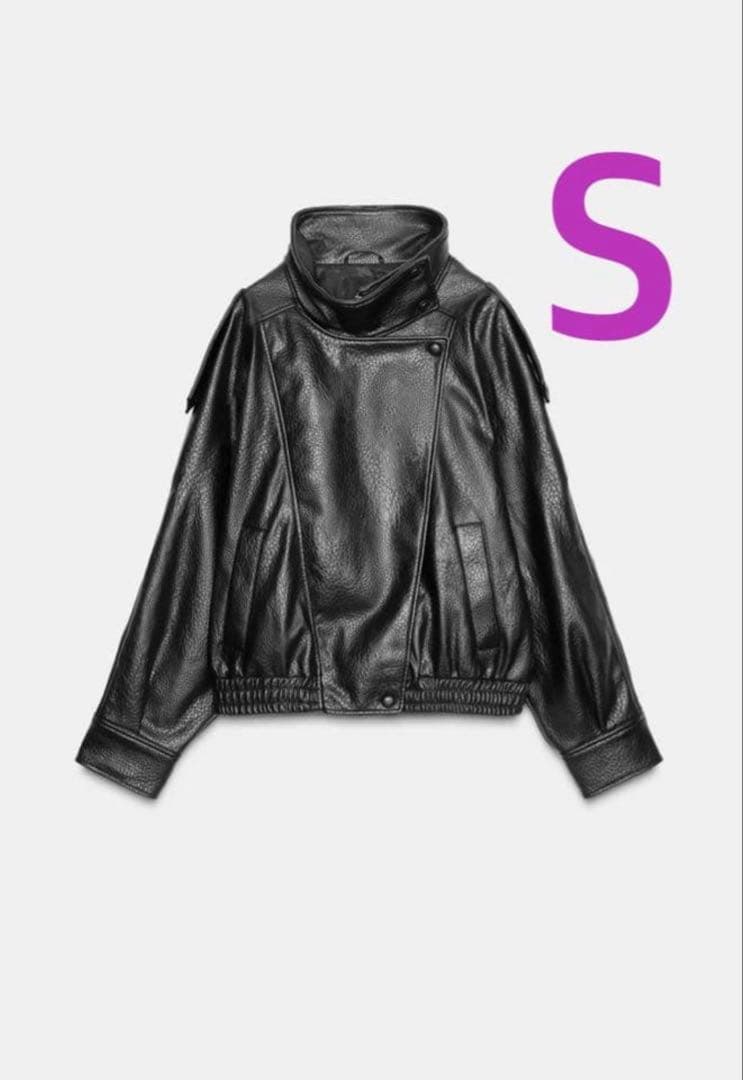 【正規・新品】　ZARA フェイクレザージャケット Sサイズ　ブラック