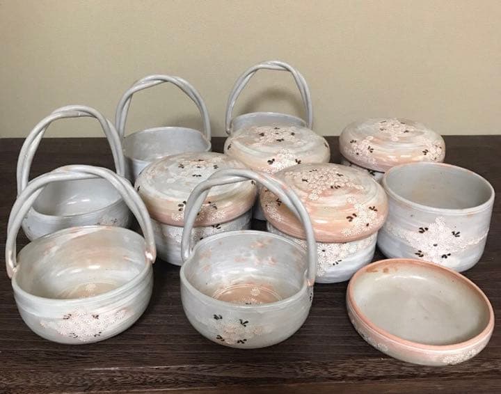 茶器 懐石 三島焼き 陶楽 二種五つセット 美品