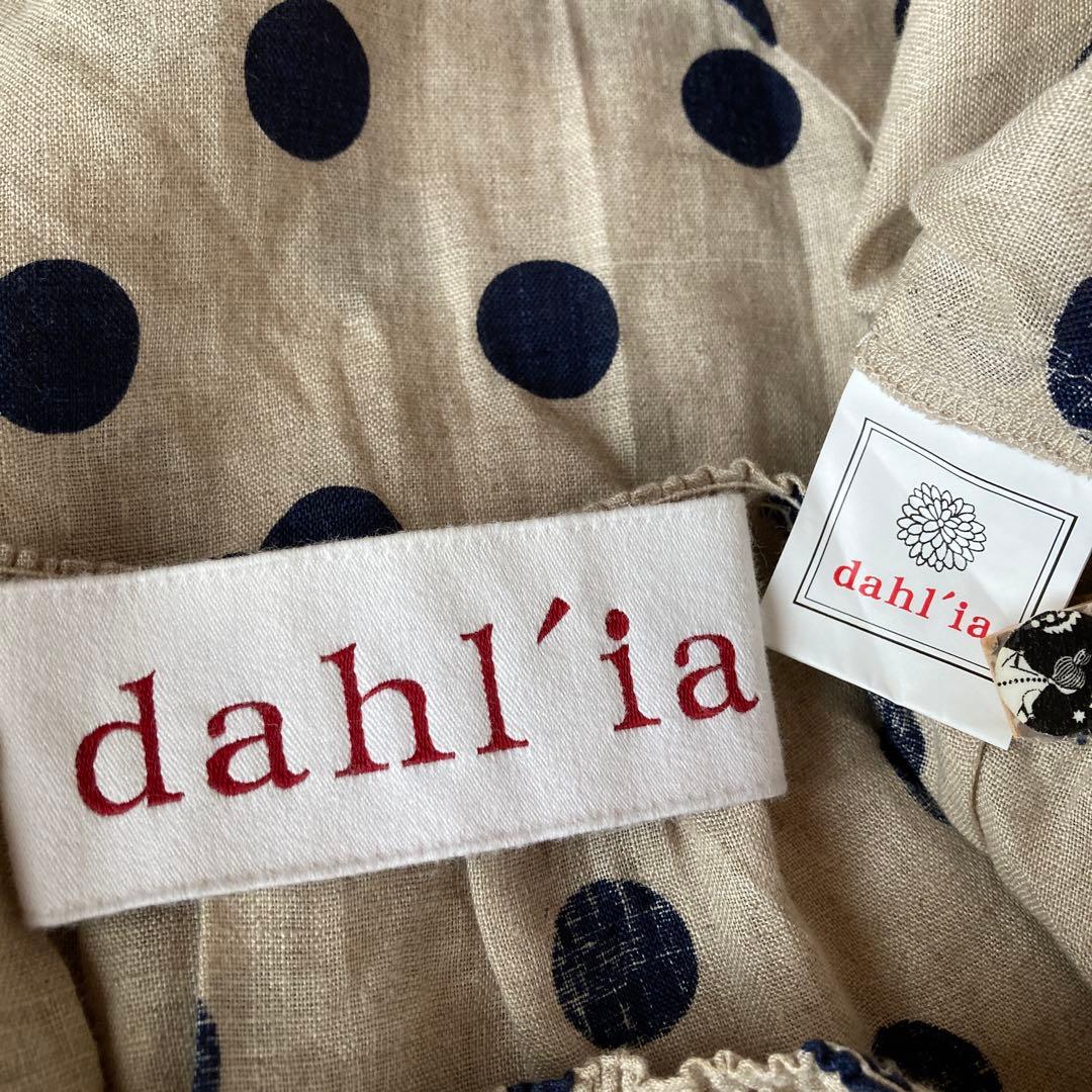 そら。さま専用♡【未使用】dahl'ia袖口シャーリング麻ドットプルオーバ日本製