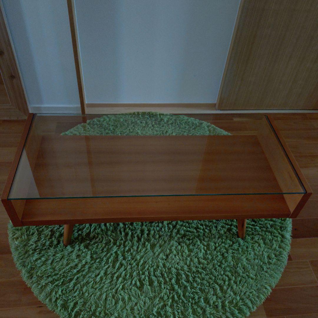 ウニコ　木製　ガラスローテーブル