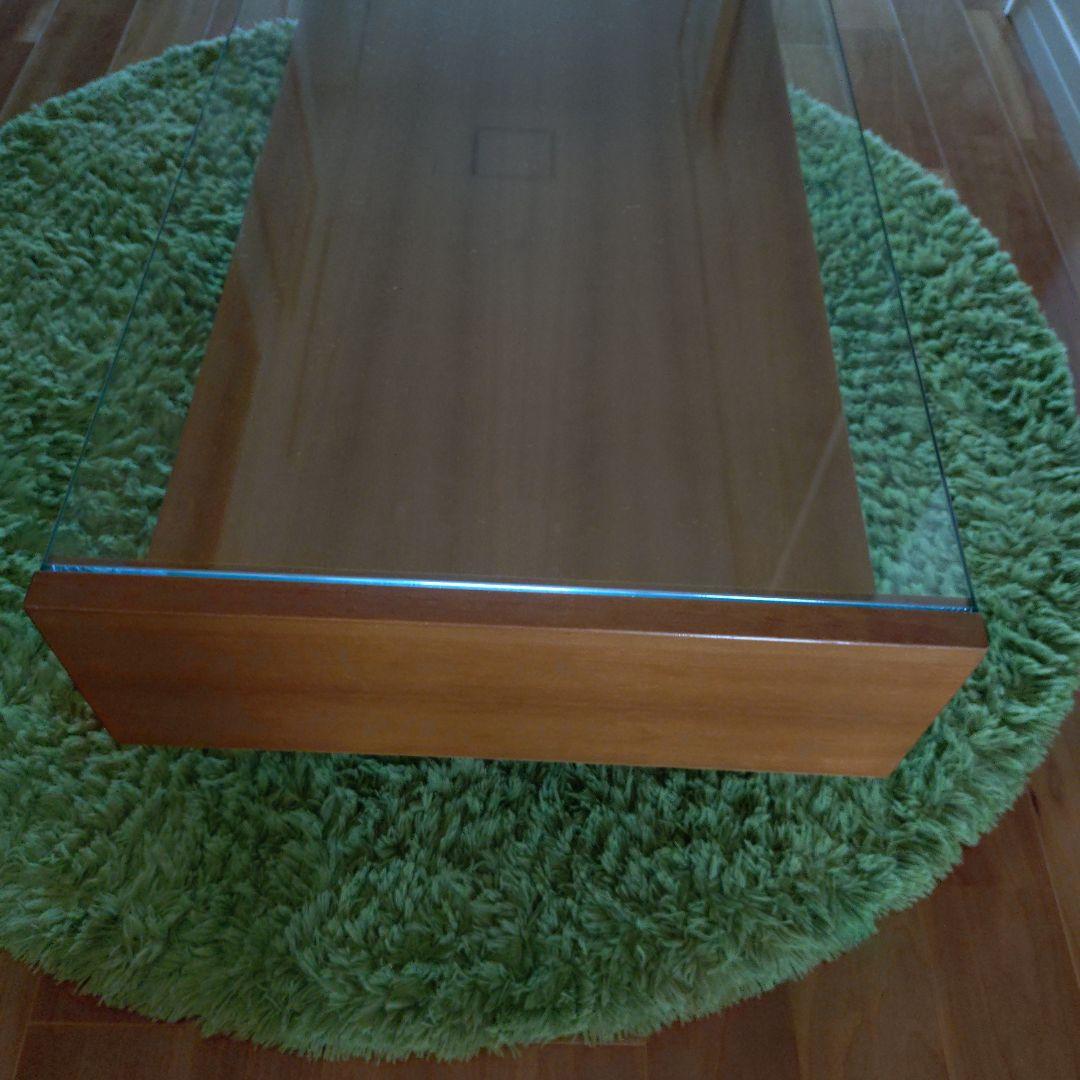 ウニコ　木製　ガラスローテーブル