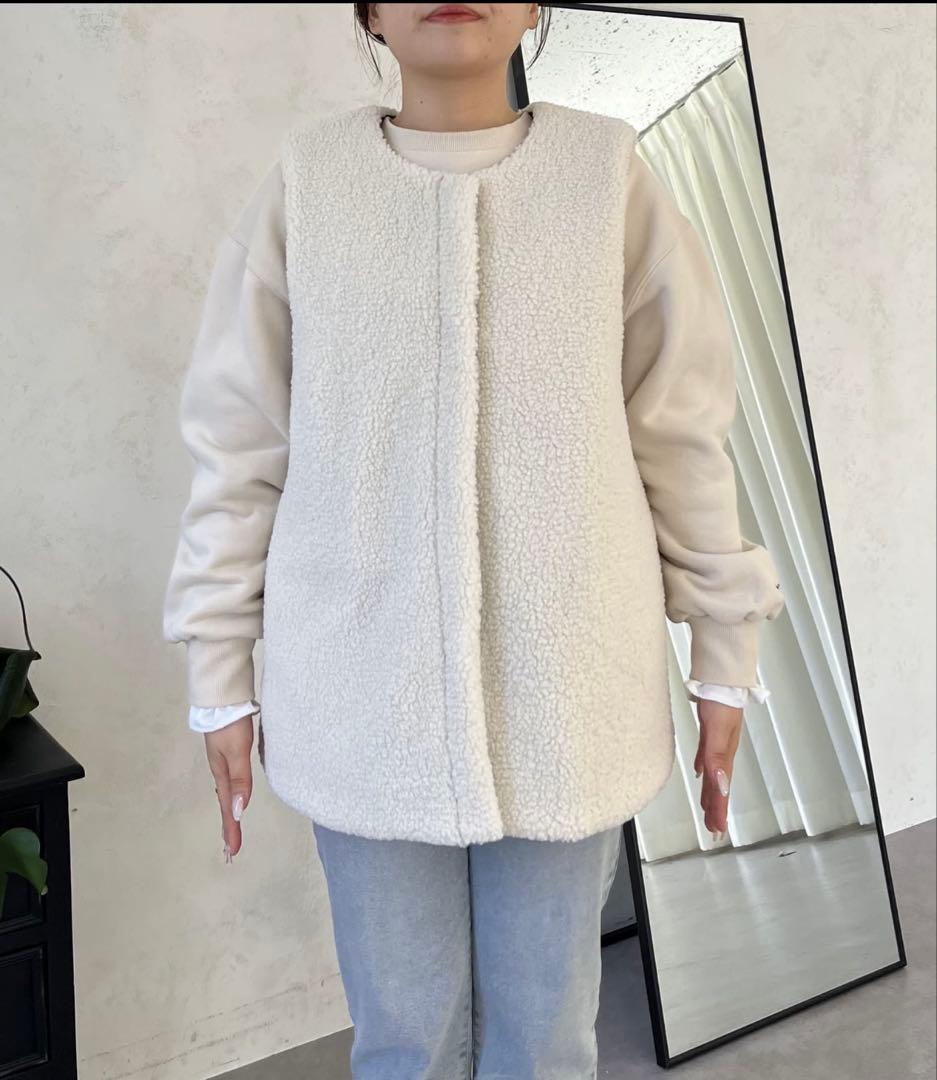 【MOMO COLLECTION】ボア×ハートキルティングリバーシブルベスト L