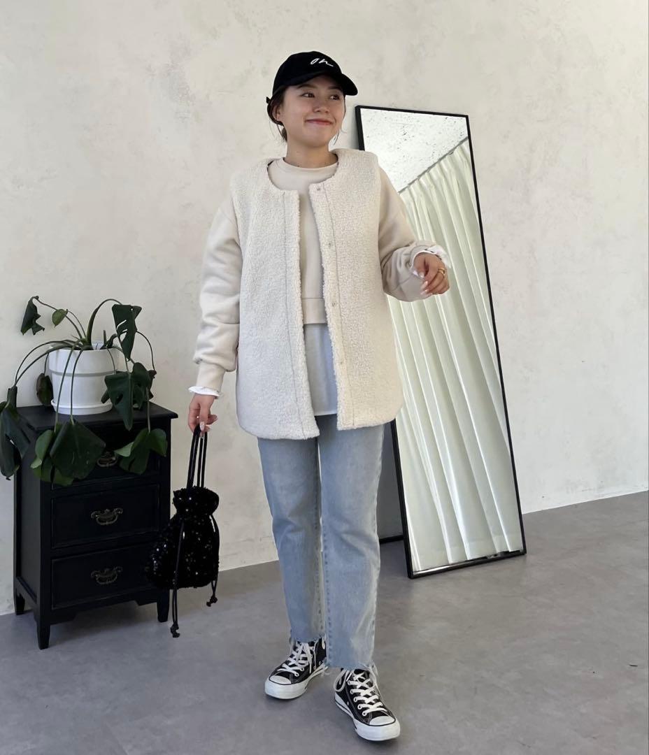 【MOMO COLLECTION】ボア×ハートキルティングリバーシブルベスト L