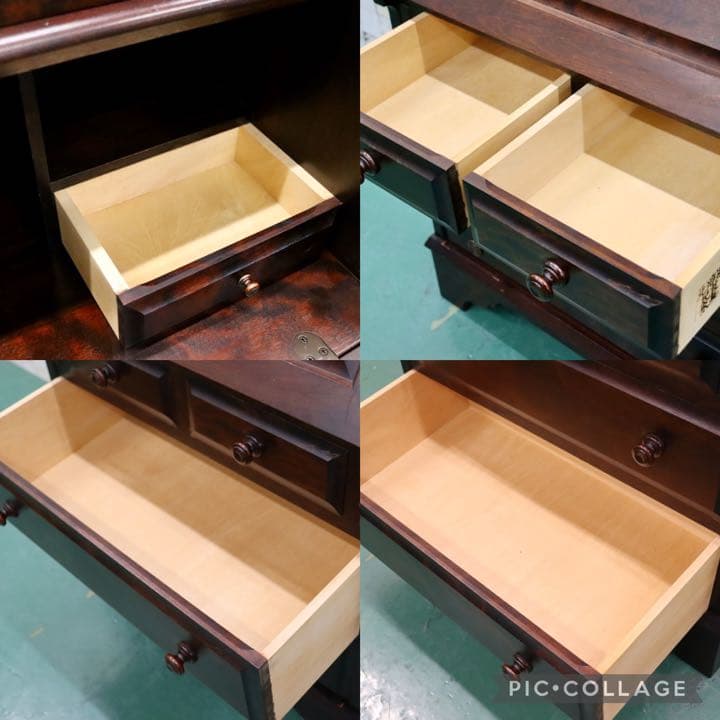 GMFH287○北海道民芸家具 ライティングビューロー 本棚 書棚 飾り棚 デス