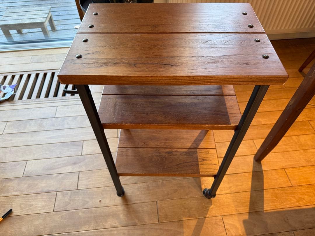 木製キャスター付きキッチンワゴン