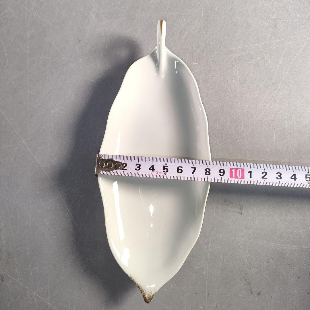 A1389-3/大倉陶園/金彩葉形銘々皿 大1客・小6客/向付/菓子皿/懐石道具