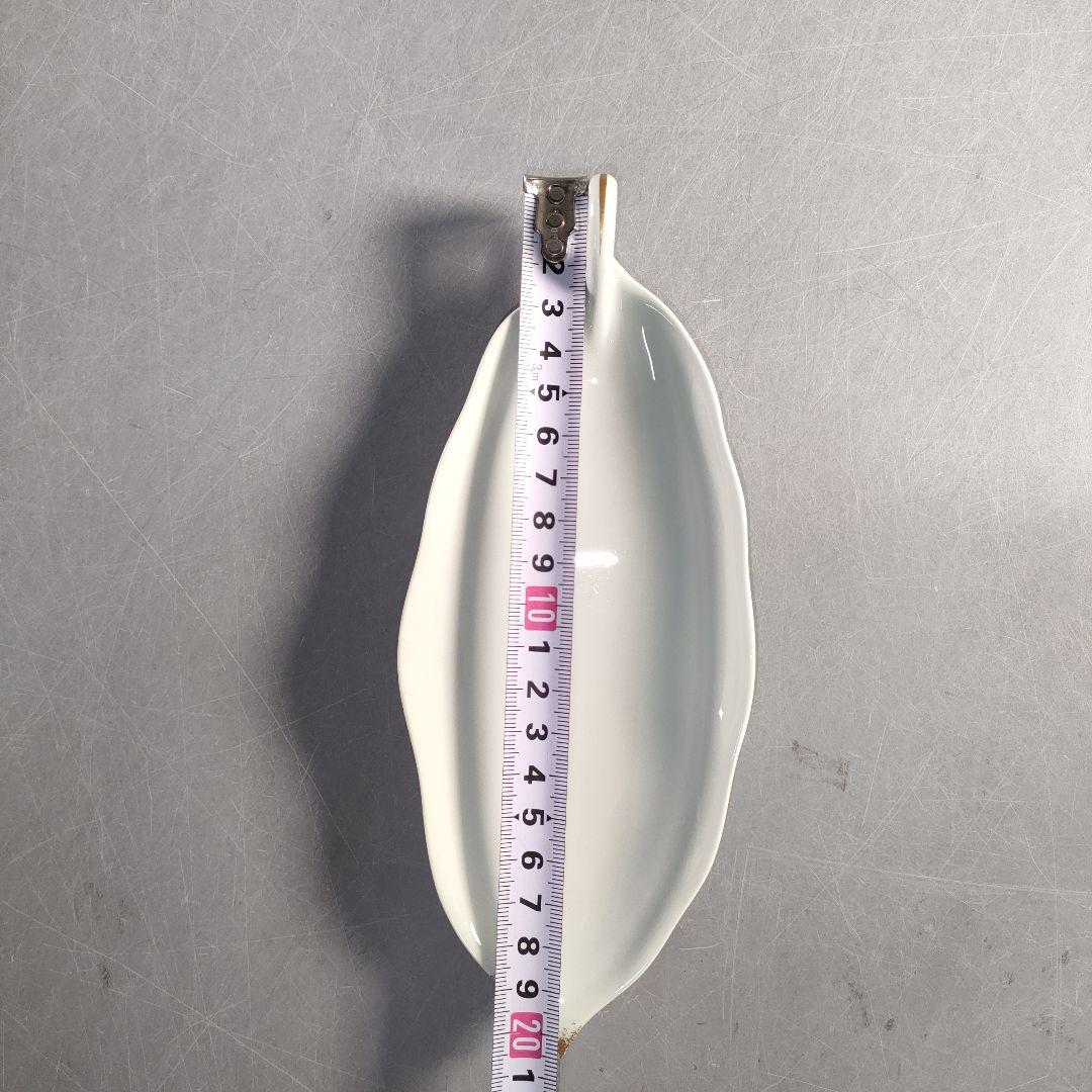 A1389-3/大倉陶園/金彩葉形銘々皿 大1客・小6客/向付/菓子皿/懐石道具