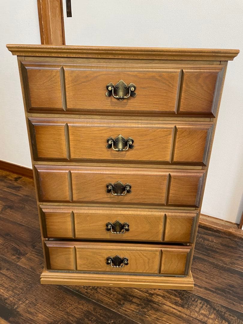 美品 起立木工 5段 チェスト 棚