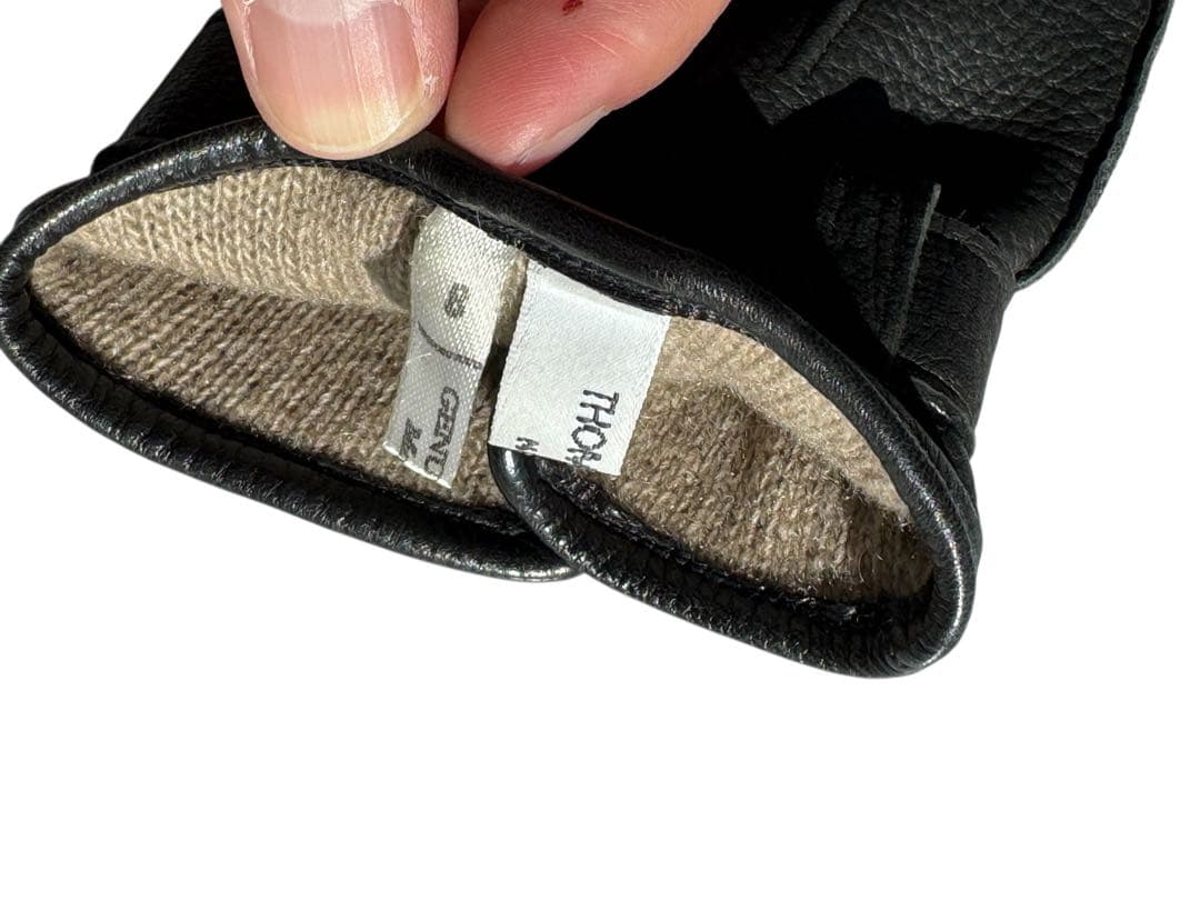 THOM BROWNEトムブラウン レザー 手袋 黒 ストラップ付き