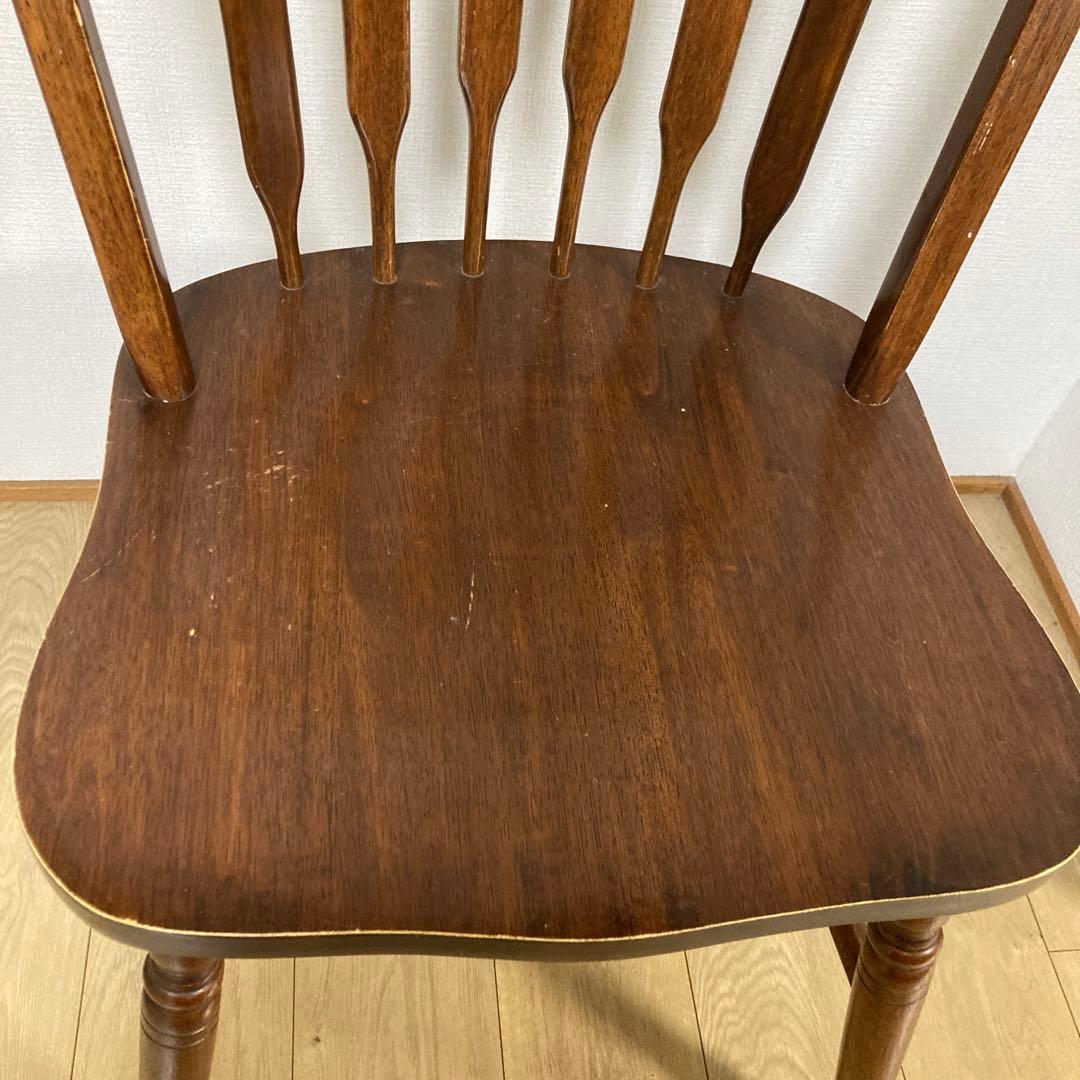 アンティーク木製スラットバック椅子 ブラウン