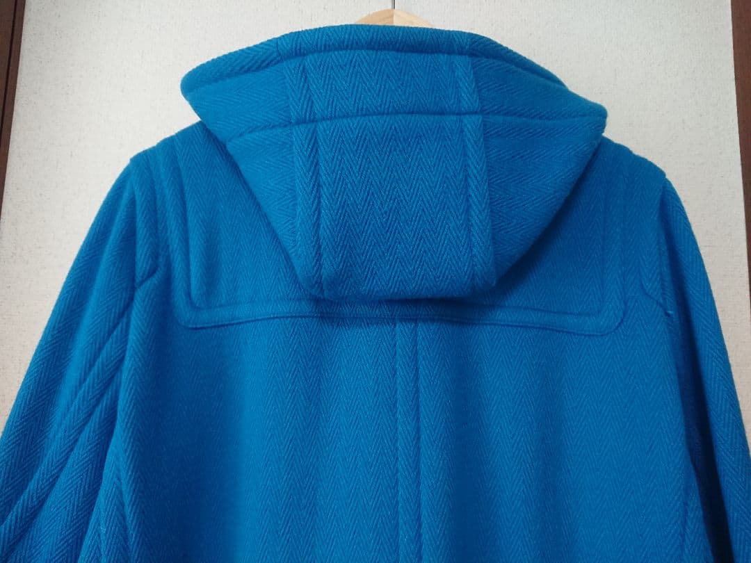 日本製　INED　ヘリンボーンダッフルコート　ブルー　青　15号XL　レディース