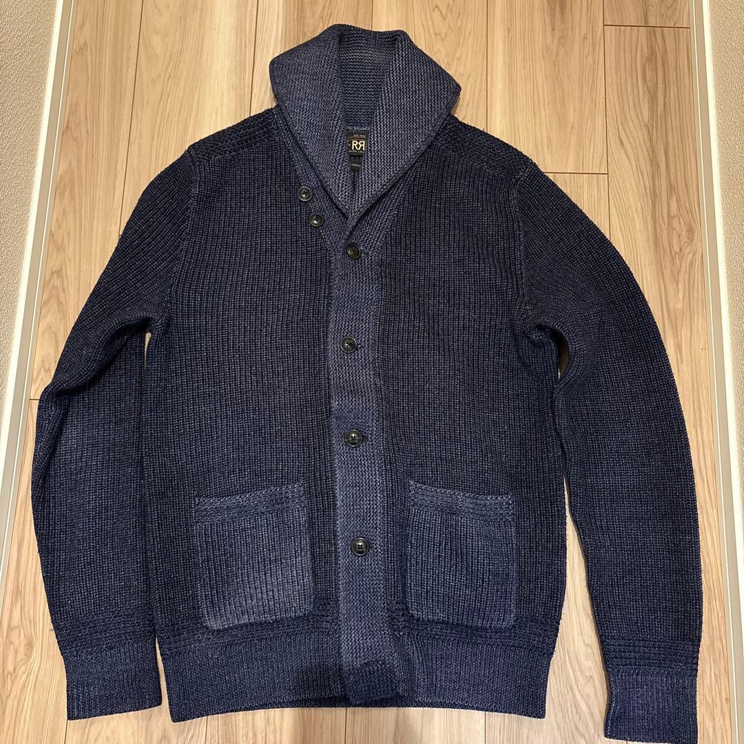 RRL ネイビー カーディガン M 100%メリノウール