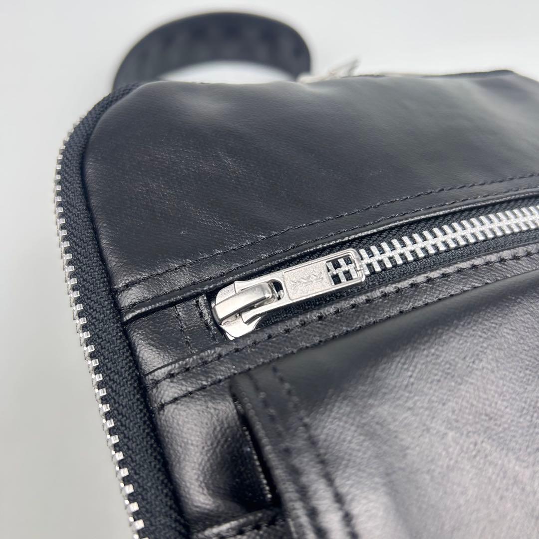 【未使用品】ポーター PORTER ボディバッグ レザー フリースタイル 黒