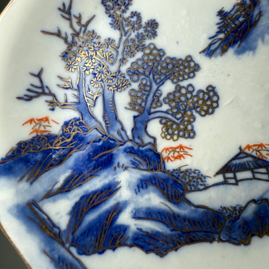 大正〜昭和前期　アンティーク有田　染錦　山水図　取皿　20枚　岩城窯印有　料理屋