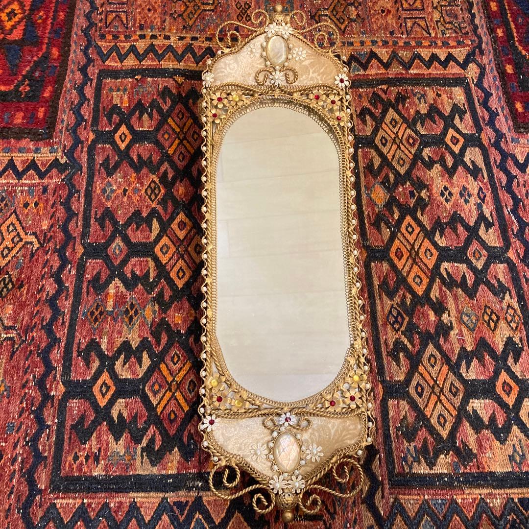 アンティーク　ミラートレイ