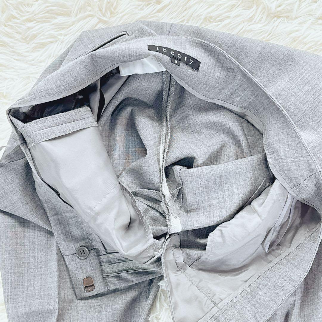 美品 セオリー スーツ セットアップ グレー ジャケット パンツ サイズ2