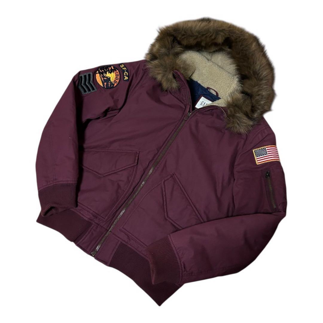 良品 GAP ギャップ N-2B フライトジャケット マルーン L 星条旗