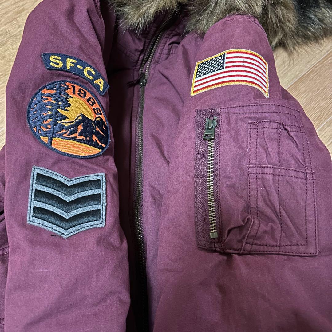 良品 GAP ギャップ N-2B フライトジャケット マルーン L 星条旗