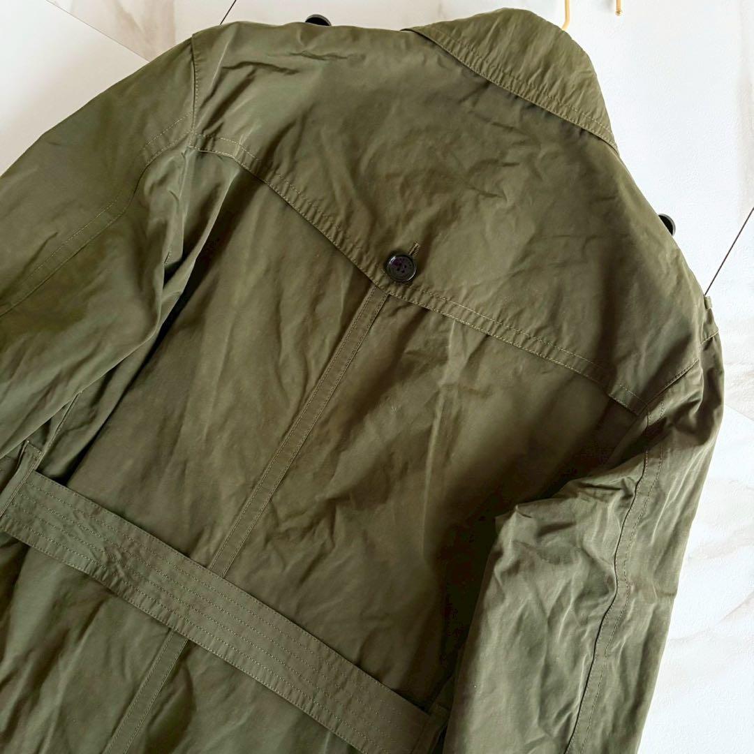 人気◆バーバリーブラックレーベル トレンチコート ベルト付 背抜き XL カーキ