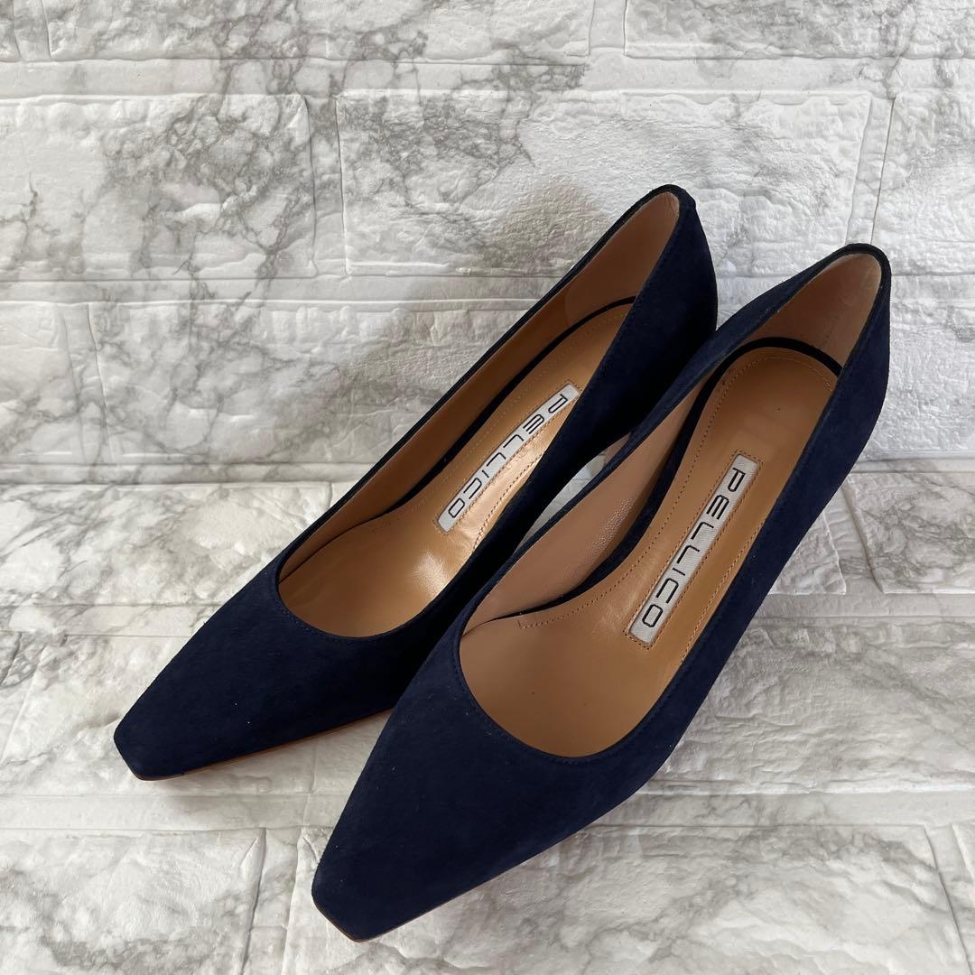 美品⭐︎PELLUCO ペリーコ　ネイビー スエード パンプス　35