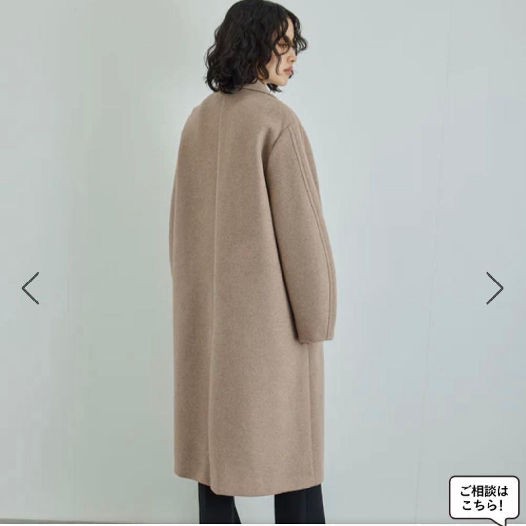 アダムエロペ　ウールボンディングロングコート ベージュ　36