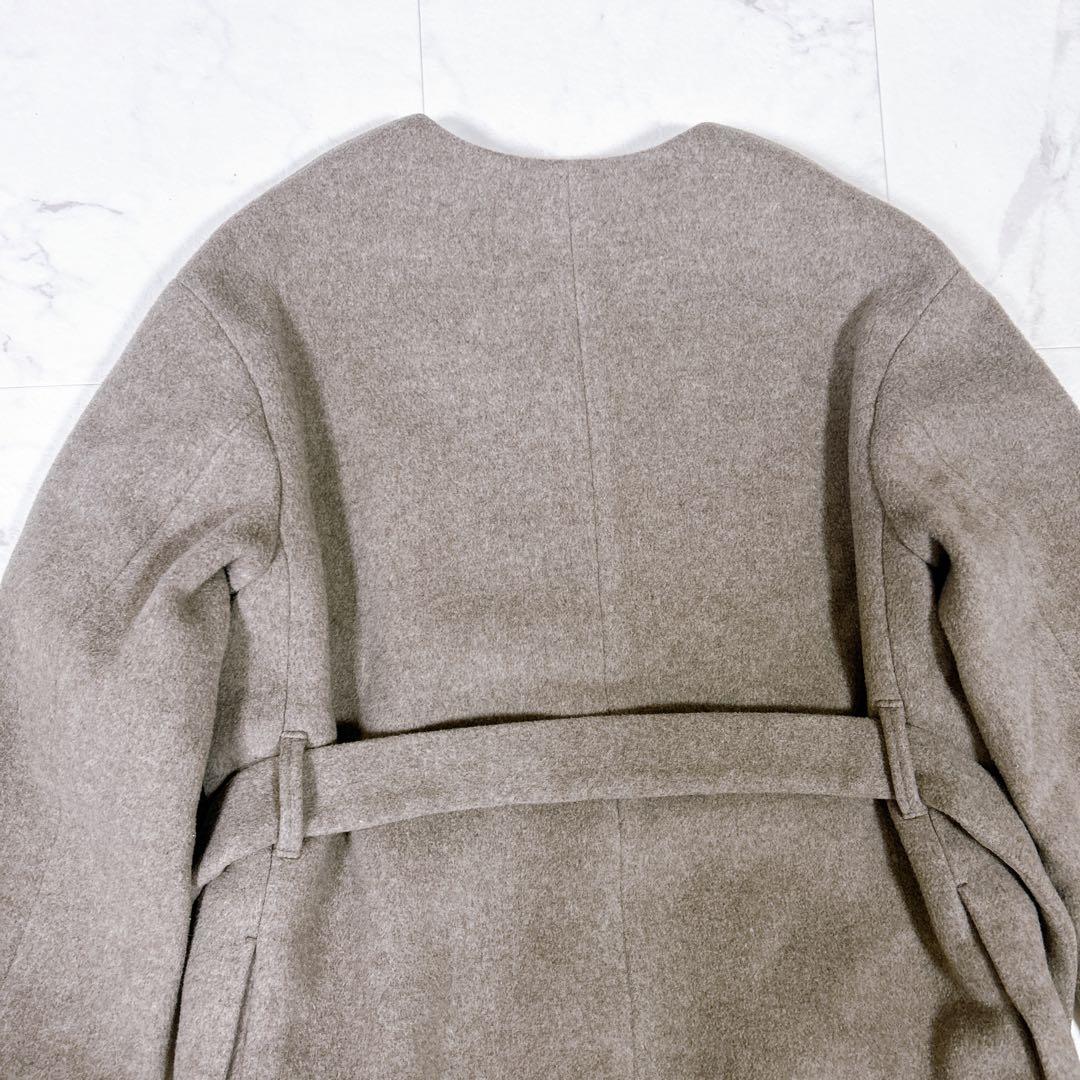 美品 Beauty&Youth ビーバーノーカラーロング コート S 20AW