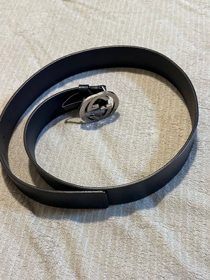 黒レザー ベルト シルバー バックル