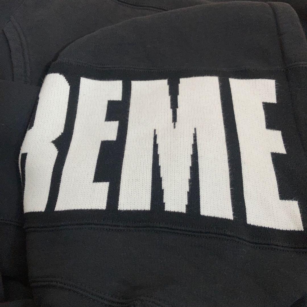 SUPREME プルオーバーパーカー フードロゴ 黒 L.