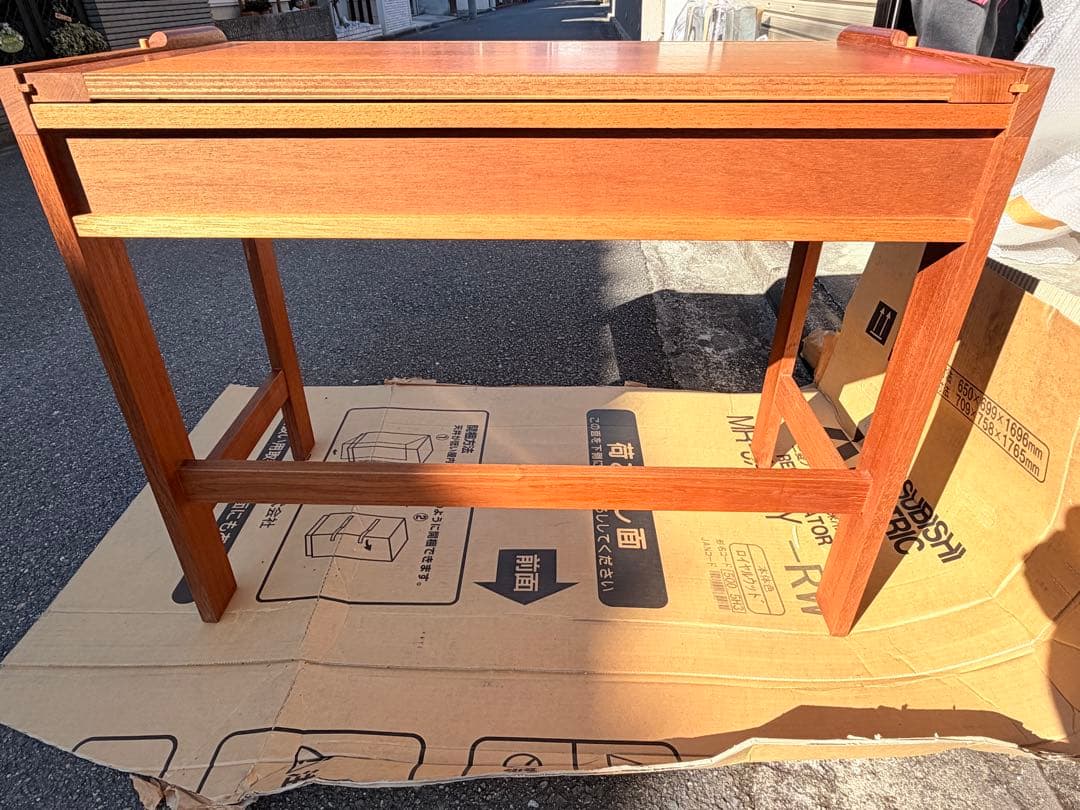 70年代ビンテージ　天然木チーク材 ライティングビューロー勉強机デスク