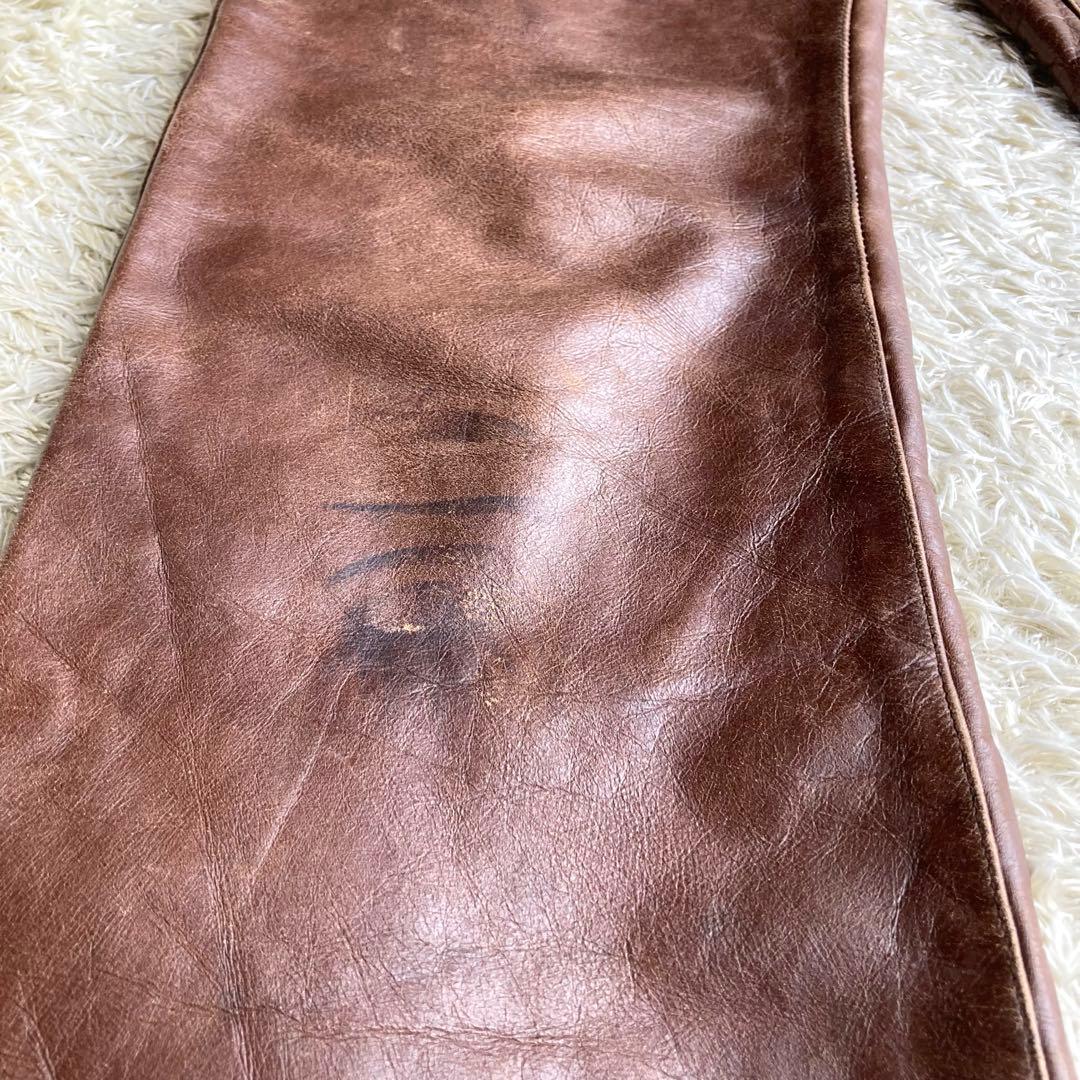 【✨本革】odin レザーパンツ 31 ブーツカット ブラウン