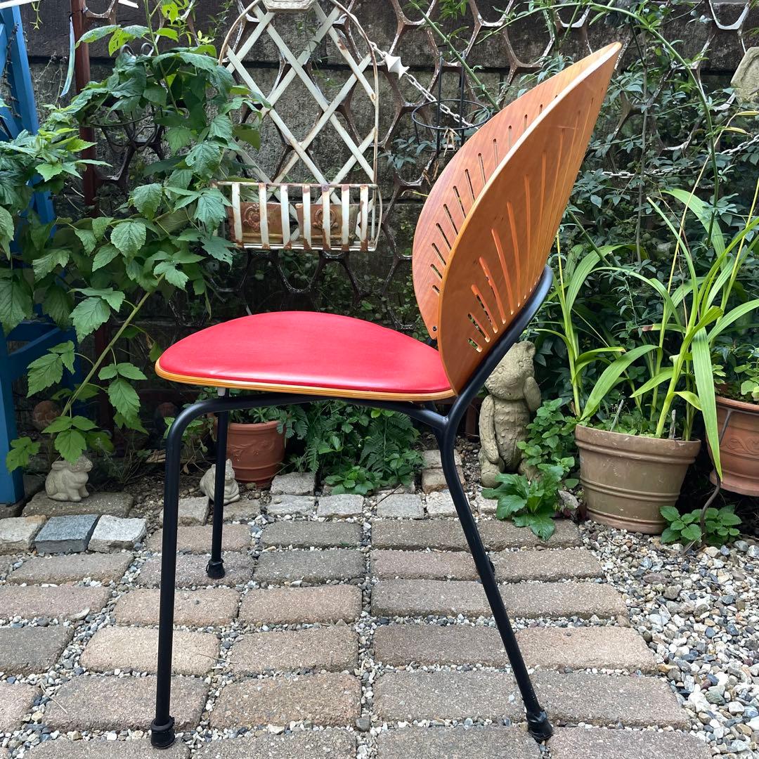 デンマーク　フレデリシア　椅子　ナナディツエル　　赤　ウェグナー 北欧