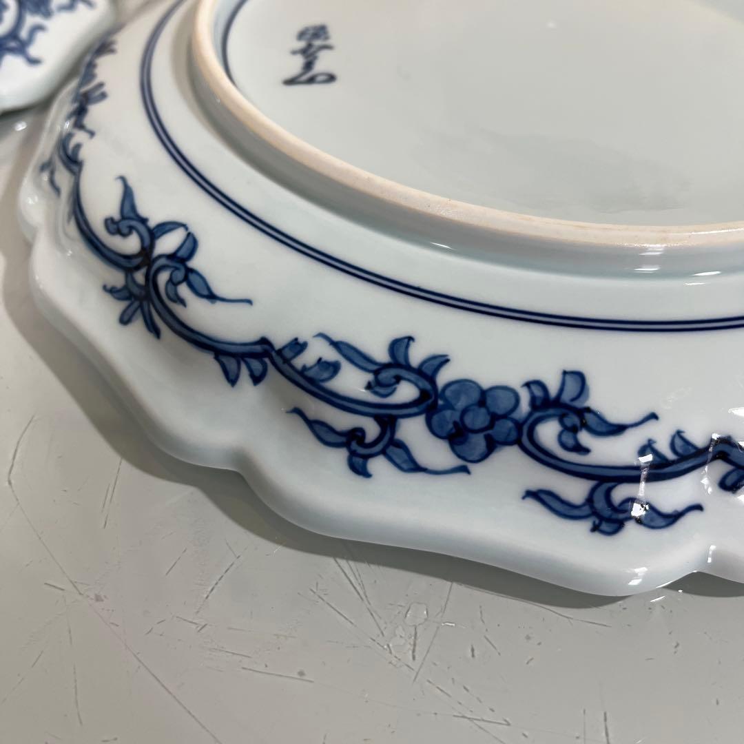 源右衛門　古伊万里風錦唐花　大皿２枚　25㎝