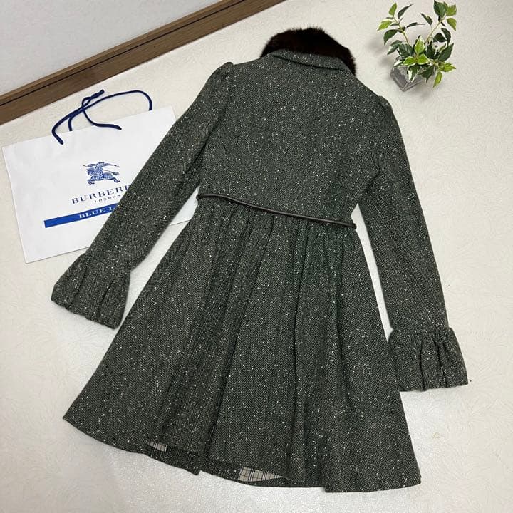 ちゃらん様 バーバリーブルーレーベルフリルツイードコート美シルエットラビット38