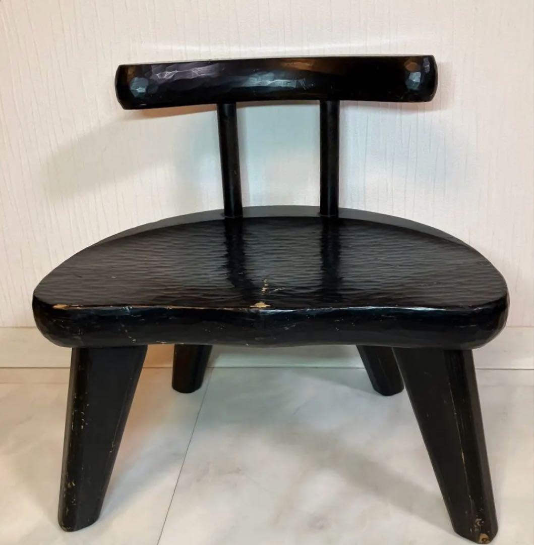 中古　ローチェア　椅子　日本製　黒　アンティーク　チェアインテリア