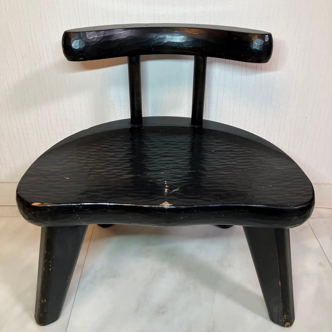 中古　ローチェア　椅子　日本製　黒　アンティーク　チェアインテリア