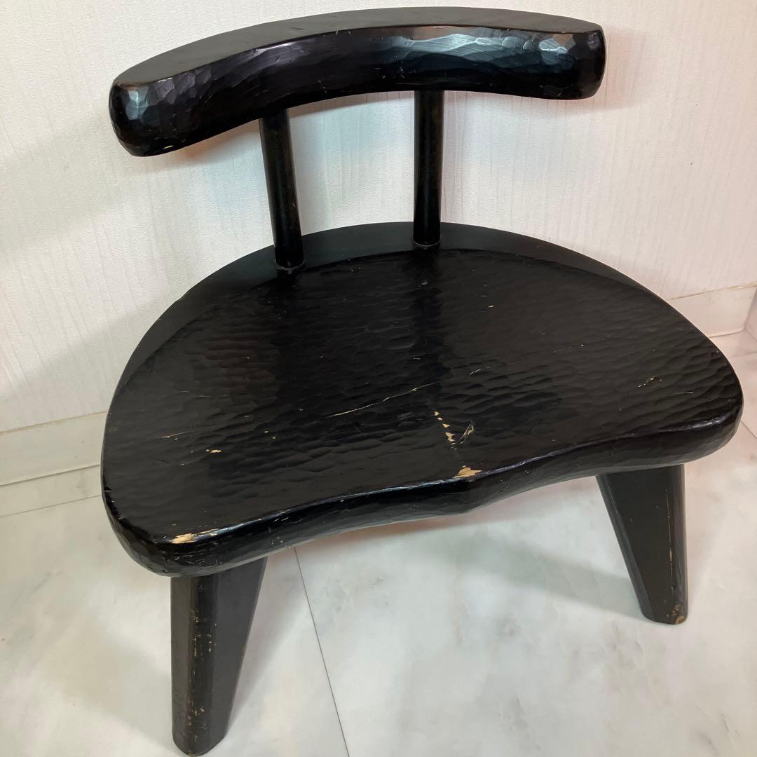 中古　ローチェア　椅子　日本製　黒　アンティーク　チェアインテリア