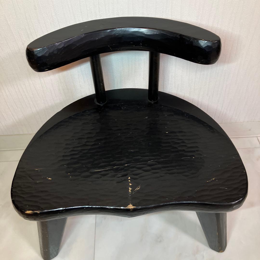 中古　ローチェア　椅子　日本製　黒　アンティーク　チェアインテリア