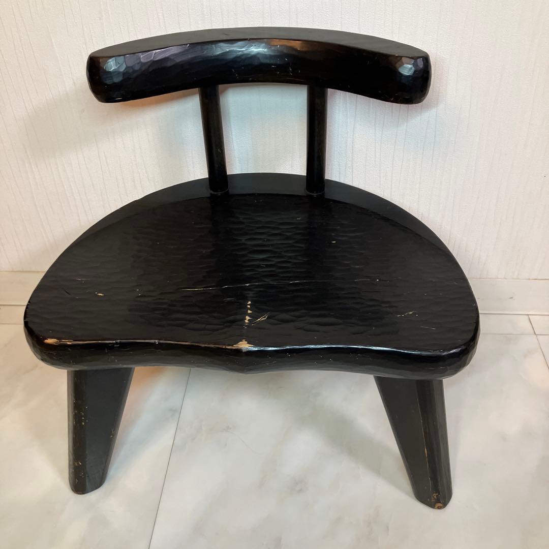 中古　ローチェア　椅子　日本製　黒　アンティーク　チェアインテリア