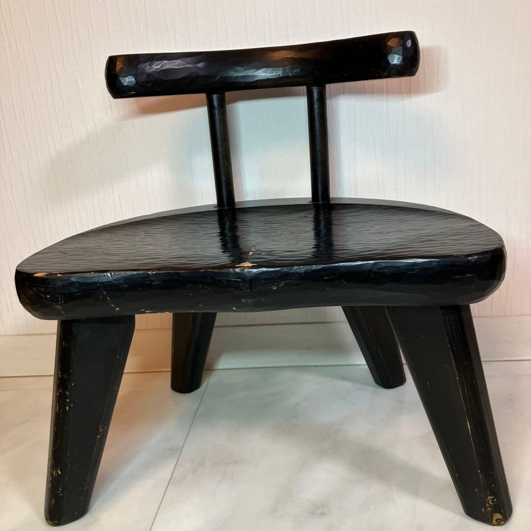 中古　ローチェア　椅子　日本製　黒　アンティーク　チェアインテリア