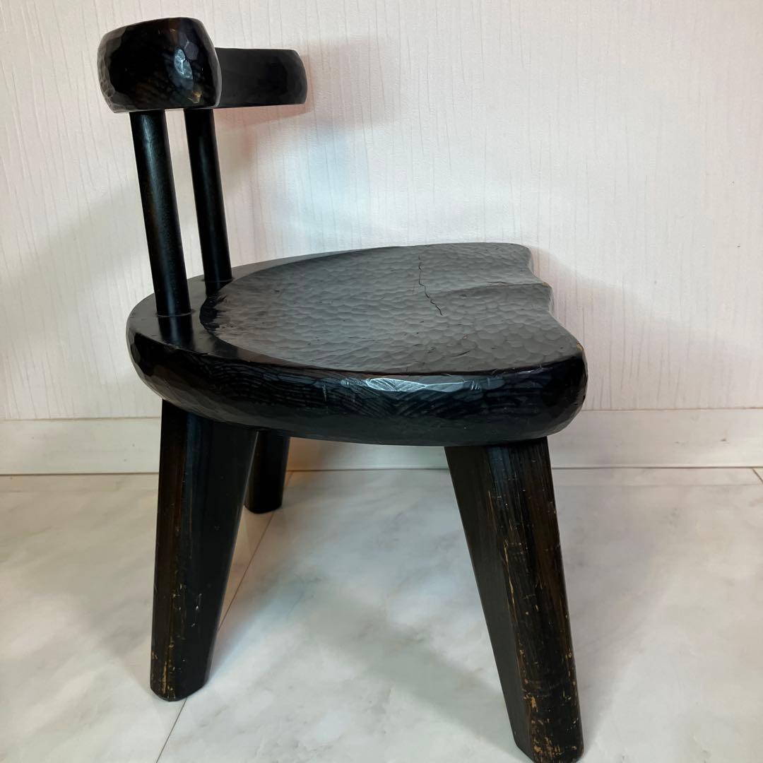 中古　ローチェア　椅子　日本製　黒　アンティーク　チェアインテリア