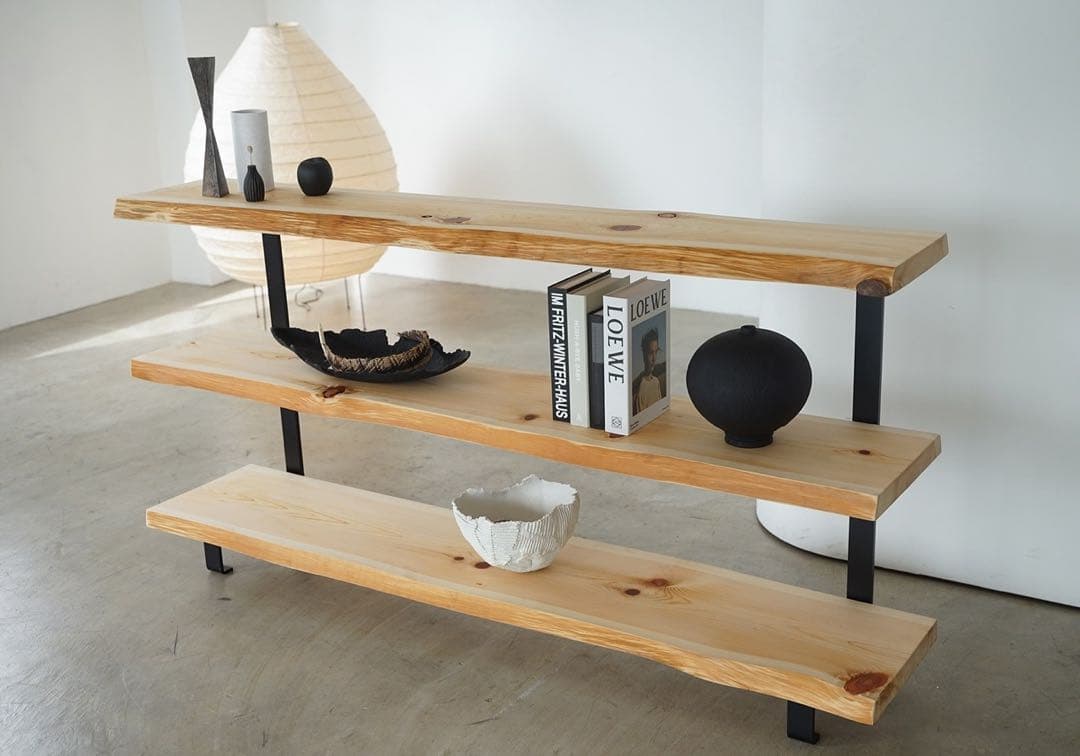 一枚板　エアーシェルフ 商品棚等 (幅180x奥行35x高さ90cm) 送料無料