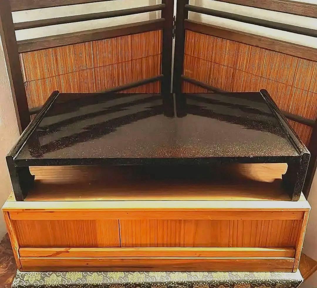 天然時代木 総梨地塗り 花台 香台 盆栽台 共箱付き