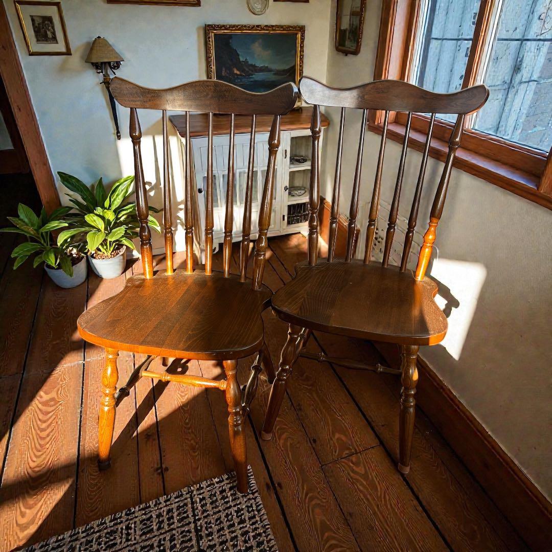 724 柏木工 ウィンザーチェア 2脚セット 木製 北欧　ダイニングチェア　椅子