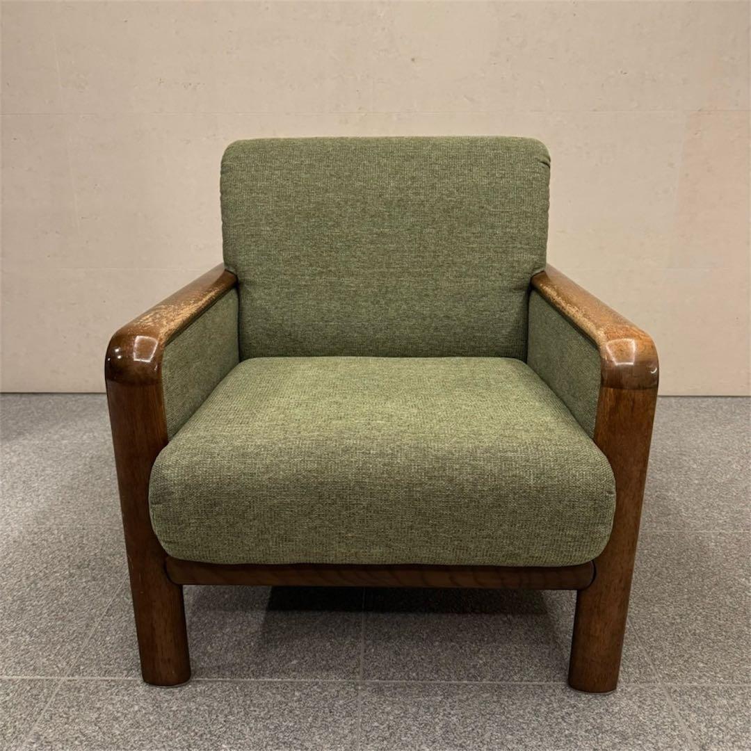 オールドカリモク パネルアーム 1人掛けソファ ②