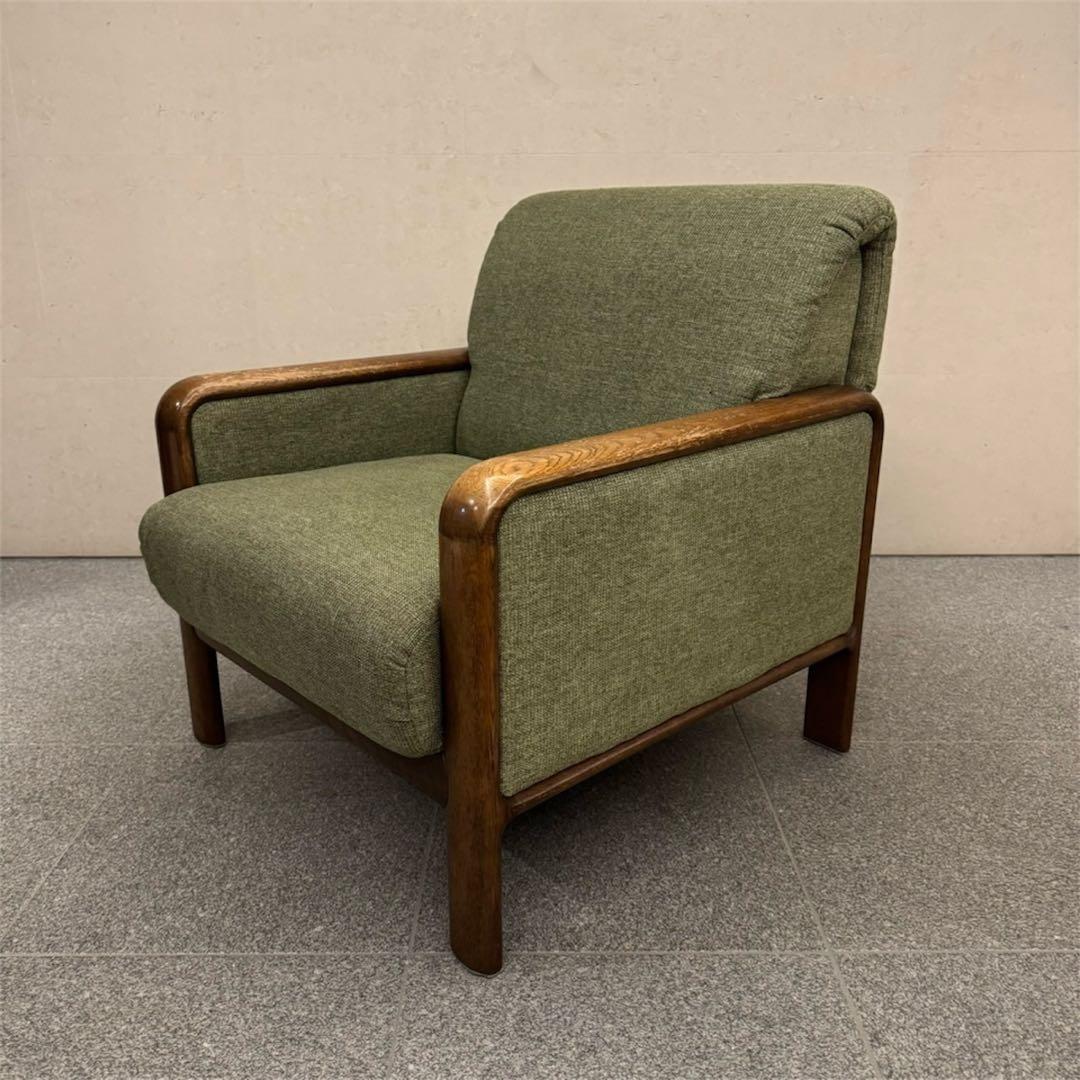 オールドカリモク パネルアーム 1人掛けソファ ②