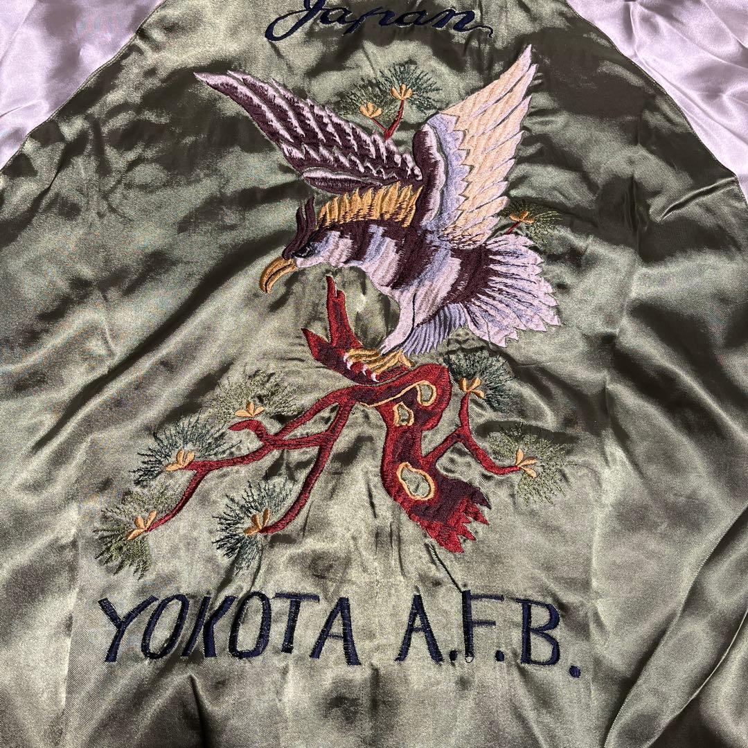 テーラー東洋 スカジャン 鷲　芸者　刺繍 スカジャン リバーシブル　L 漢