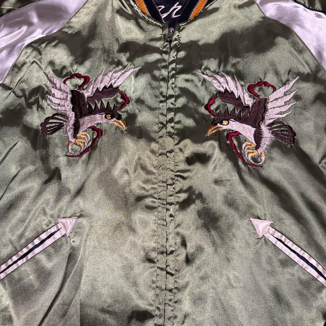 テーラー東洋 スカジャン 鷲　芸者　刺繍 スカジャン リバーシブル　L 漢